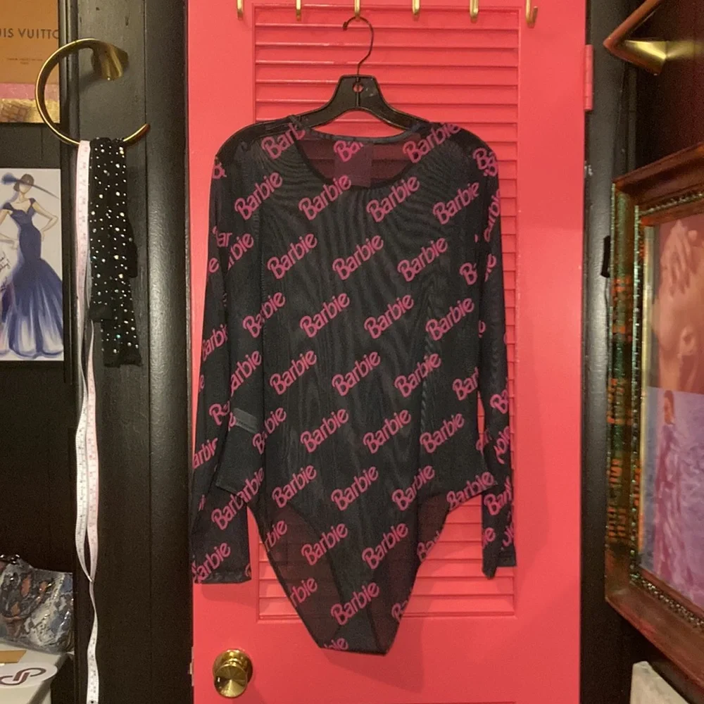 Barbie logo bodysuit sheer & stretchy size 2x forever 21 brand - Picture 5 of 5